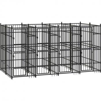 vidaXL Outdoor Dog Kennel Steel 7.37 m²