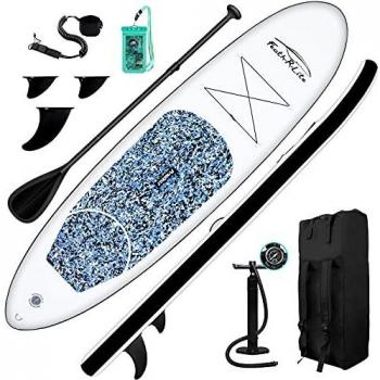 FunWater Sup Stand Up Paddle Board Ultraligera, Accesorios Completos, Remo Ajustable, Bomba, Mochila de Viaje, Correa, Bolsa Impermeable, hasta 100 kg de Capacidad de Carga, 305x76x15CM