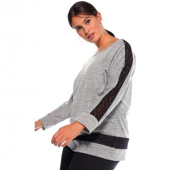 Jersey Manga Larga murciélago con puño Mujer - 030096,Gris,L