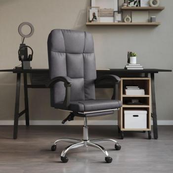 Silla reclinable de oficina de cuero sintético gris
