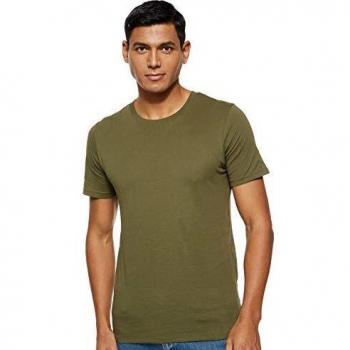 Jack & Jones Organic Cotton O-Neck T-Shirt - Olive Green - Slim Fit - Men's XXL