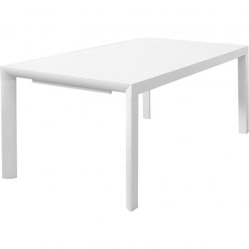 Mesa de jardín extensible 160/240 x 100 cm con estructura de aluminio y superficie blanca