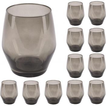 Set de 12 vasos de agua en cristal transparente de 370ml - Elegantes y duraderos, aptos para lavavajillas
