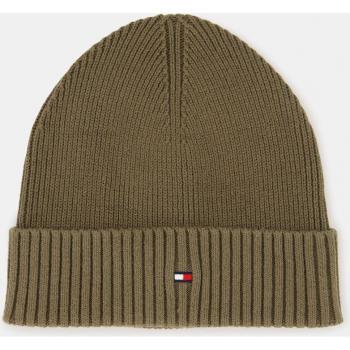 Tommy Hilfiger Green Cotton Cashmere Beanie with Embroidered Logo, Male, One Size