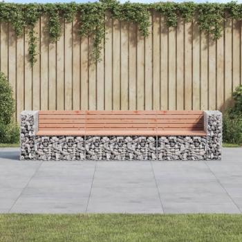 Gabion Garden Bench - Solid Douglas Wood and Galvanized Steel Design 287x71x65.5 cm
