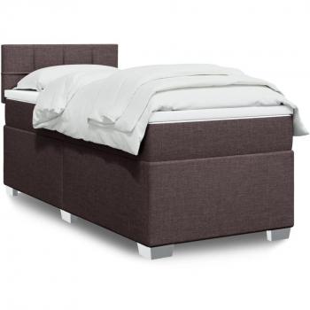Cama box spring suave con colchón marrón oscuro 90x200 cm Tela
