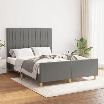 Cama solar sin colchón de tela gris oscuro 140x200 cm con estructura y cabecero Vidaxl
