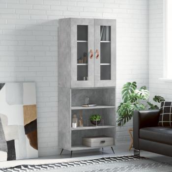 Aparador alto de madera contrachapada gris hormigón 69,5x34x180 cm