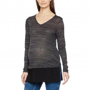 MAMALICIOUS MLCLARE L/S MIX TOP A, Jersey premamá Mujer, Gris