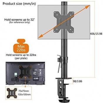 Brazo Monitor, Brazo para Monitor Individual Soporte de Monitor de PC para Pantallas de LCD LED de 13-32 pulgadas, Brazo para Monitores de Monitor Ajustable en Altura,VESA 75/100 mm hasta 10 kg MD7401