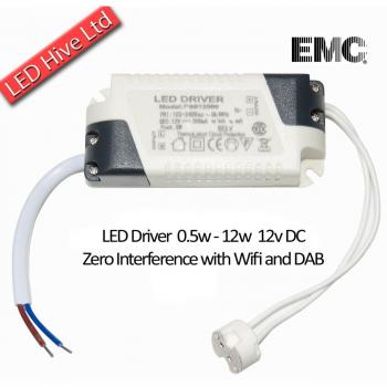 Transformador de luz LED, de 240 a 12 V CC/0,5-12 W, con conector MR16 incluido y sin interferencias con WiFi o DAB