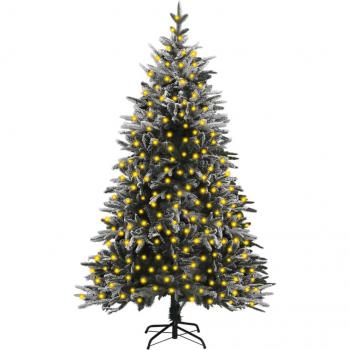 Artificial Pre-lit Christmas Tree with Flocked Snow 210 cm PVC & PE