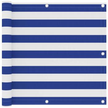 Toldo para balcón de tela oxford blanco y azul 90x500 cm