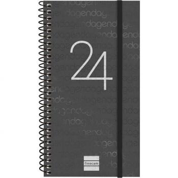 Finocam - Agenda Espiral Year 2024 Negro Enero-Diciembre Semana Vista Horizontal Español 94x171mm