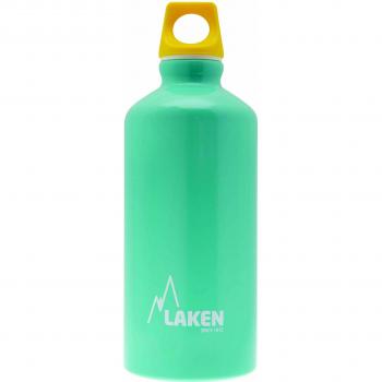 Botella aluminio futura 0,6 l.-tapón amarillo -azul claro