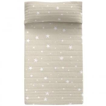 Colcha Infantil HappyFriday Little Star Beige 200x260 cm, 100% Algodón Exterior y 100% Poliéster Relleno, Calidad 150 TC, Fabricada en España