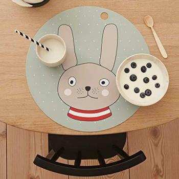 OyOy Mini Penguin Placemat - Mantel individual para bebés y niños con pingüino, lavable, diámetro de 39 cm, 100% silicona