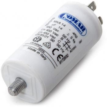 Greenice | Condensador Motor 14µF 250-450V Faston Doble Tornillo M8 35x70mm