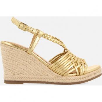 Sandalias de cuña de piel con tiras entrelazadas - Mujer