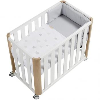 Cotinfant Doco Sleeping - Minicuna 50 x 90 cm con textil Star Gris, color blanco/natural