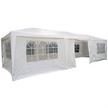 Cenador de 3 x 9 metros Airwave con 3 x Barras de Viento Únicas y Paneles Laterales, Toldo Impermeable de 120g, Blanco