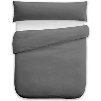 Vipalia Funda Nordica Lisa. Juego 2 Piezas: Funda Edredon + Funda Almohada. Microfibra Poliester. Diseño Calidad. Adaptable Ligera Comoda. Color Gris. Sin Bajera 90 cm