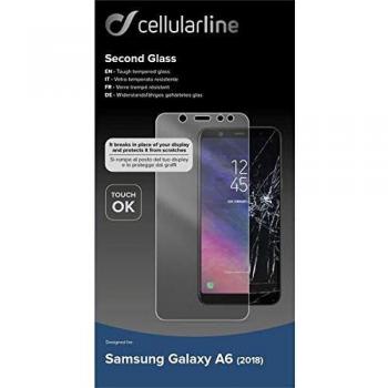 Cellularline Segundo cristal templado, protector de pantalla, compatible con carcasas para Samsung Galaxy A6