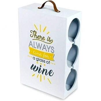 CAPRILO Botellero Decorativo 3 Botellas Always Accesorios Vino. 30 x 20 x 10 cm.