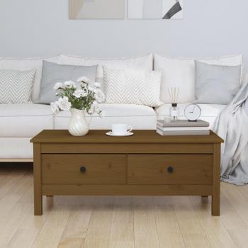 Mesa de centro ámbar madera maciza de pino 100x50x40 cm