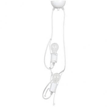 Lámpara de Suspensión Bobi, Acero Blanco con Recubrimiento de Polvo, 20x60x14 cm