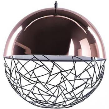 Lámpara Colgante de Globo de 1 Luz con Efecto Brillante y Marco Metálico Cobrizo