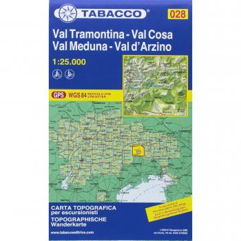 Mapa topográfico excursionista 1:25.000 Val Tramontina, Val Cosa y Val d'Arzino - Tabacco 028