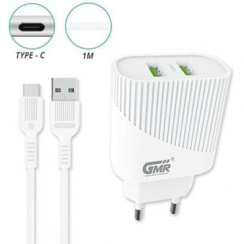 Cargador USB Dual 5V 2.4A 12W con Cable USB Tipo-C de 100cm