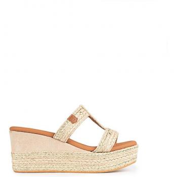 Zuecos de mujer con cuña en piel color dorado - Sandal Zapatos modelo Cb30101-103