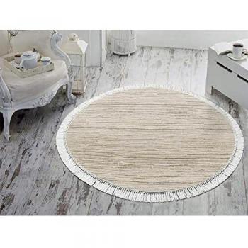 Homemania HALI-92420 - Alfombra Estampada Wood 15, Estampada, Moderna, Beige, marrón de Tela, 160 x 160 cm