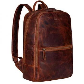 STILORD 'Kellis' Mochila Ordenador Portatil Cuero para Mujer y Hombre Bolso Universidad Bolso Trabajo Estudiante Piel Vintage, Color:Kara - Cognac