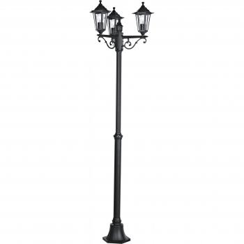 Lámpara de pie exterior Eglo Laterna 4, 3 luces E27, altura 192 cm, color negro, IP44