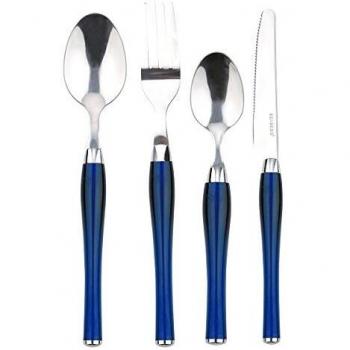 Renberg Cubertería de 24 Piezas en Acero Inoxidable, Azul, Centimeters