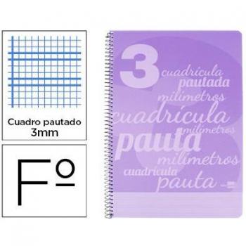 Cuaderno Espiral Liderpapel Folio Pautaguia Tapa Plástico 80h 75gr Cuadro Pautado 3mm Color Violeta
