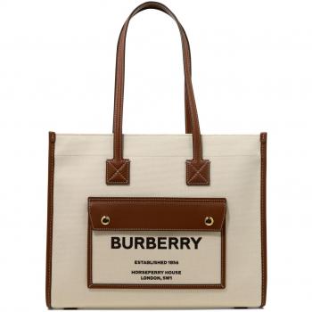 Burberry Women's Freya Canvas Tote Bag in Panna | 8044138112818 Color A1395, Shopper bag, Beige female, Size: ONE SIZE