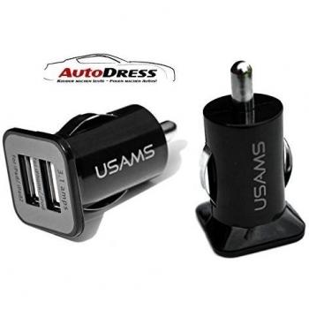 USAMS - ® Dual Port cargador/Auto coche - 3100 mAh Car Charger para iPhone y Android Smartphones - Negro de P. ej. iPhone 5,6,6 Plus, Samsung Galaxy S3, S4, S5 uvw.