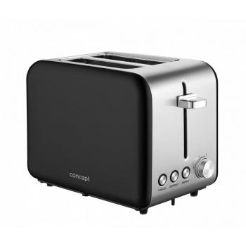 Tostadora Concept TE2052 - Acero Inoxidable, 950 W, 2 Ranuras Anchas, Temporizador Electrónico, Color Negro Mate