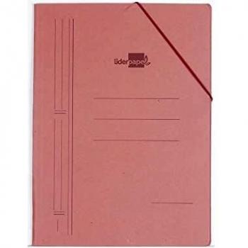 Liderpapel - Carpeta gomas folio 3 solapas carton compacto cuero
