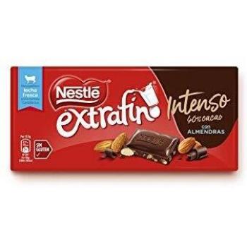 Nestlé Extrafino Chocolate con Leche Intenso 40% con Almendras y sin Gluten, 123g