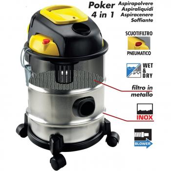 Aspirador de cenizas y líquidos Lavor Poker 4 en 1 1400W Inox 25L