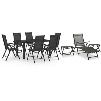 vidaXL 10 Piece Garden Dining Set Black and Anthracite
