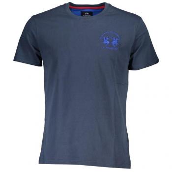 La Martina Men's Blue Embroidered Cotton Crewneck T-Shirt - Size M