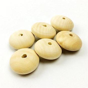 50pc Madera Mordedor de Bricolaje Abacus Bolas de Madera de Madera de 30 mm de Doble Cono Checa Vendimia Color de Los Granos Naturales Ddel Bebé Teether Juguetes