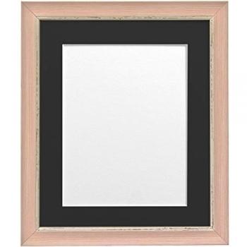 Frames By Post  Nordic - Marco para foto, color rosa con acabado envejecido, con paspartú negro, 12 x 10 pulgadas, para lámina tamaño 9 x 7 pulgadas