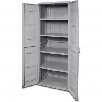 Armario de Resina Alto con 4 Estantes, Gris, Dimensiones 65x45x172cm